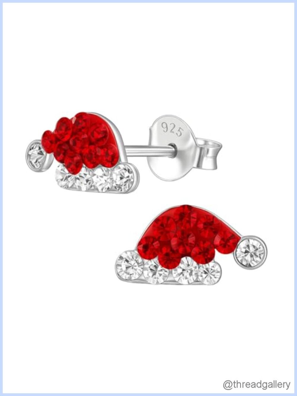 925 Sterling Silver Christmas Hat Stud Earrings Tiny Holiday Jewelry